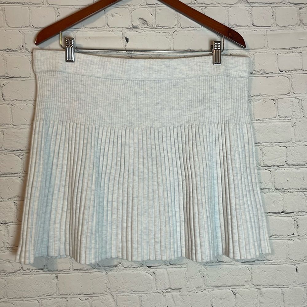 Aerie High Rise Ribbed Knit Stretch Mini Skirt Grey NWT Women's Size XL